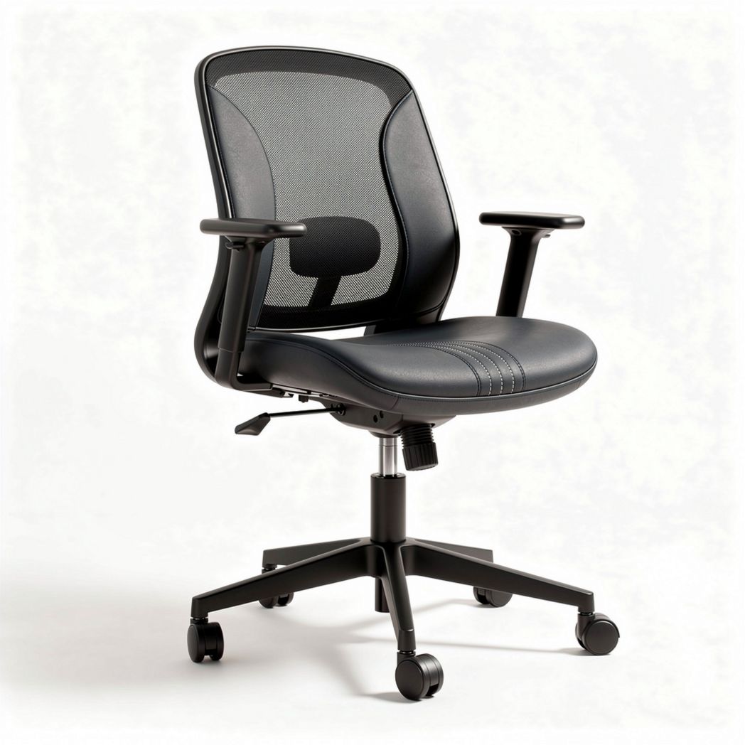 Mesh ergonomic office chair with adjustable height and black design
