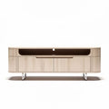 Wooden media console cabinet with two drawers and open shelf 150 x 40 x 50cm
