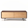 Wooden television stand with metal legs suitable for living room use 120 x 40 x 45cm