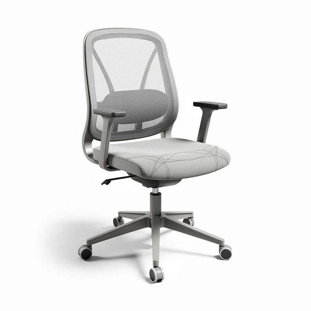 Mesh office chair with adjustable armrests and gray upholstery 60 x 60 x 100cm