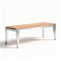 Outdoor bench with aluminum frame and wooden slats 150 x 70 x 45cm