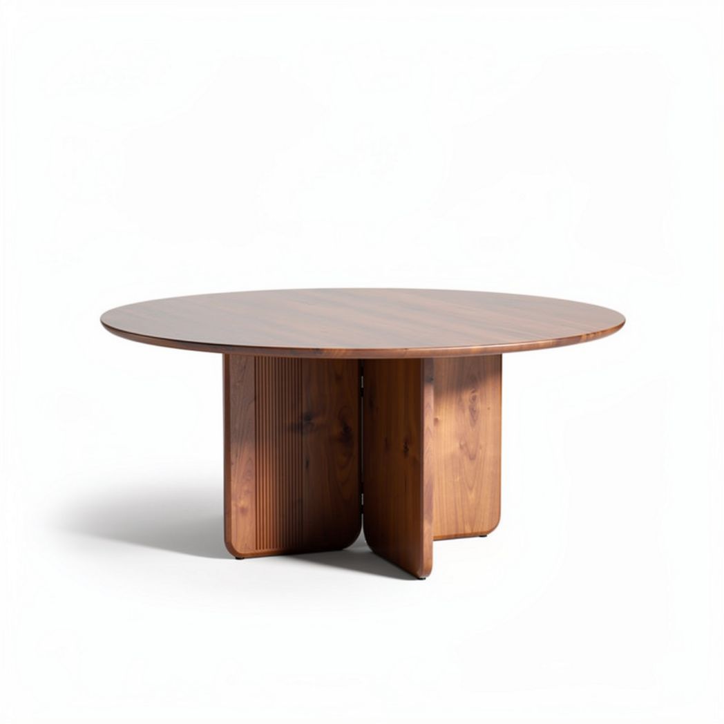 Round wooden dining table with two pedestal legs 120 x 120 x 75cm