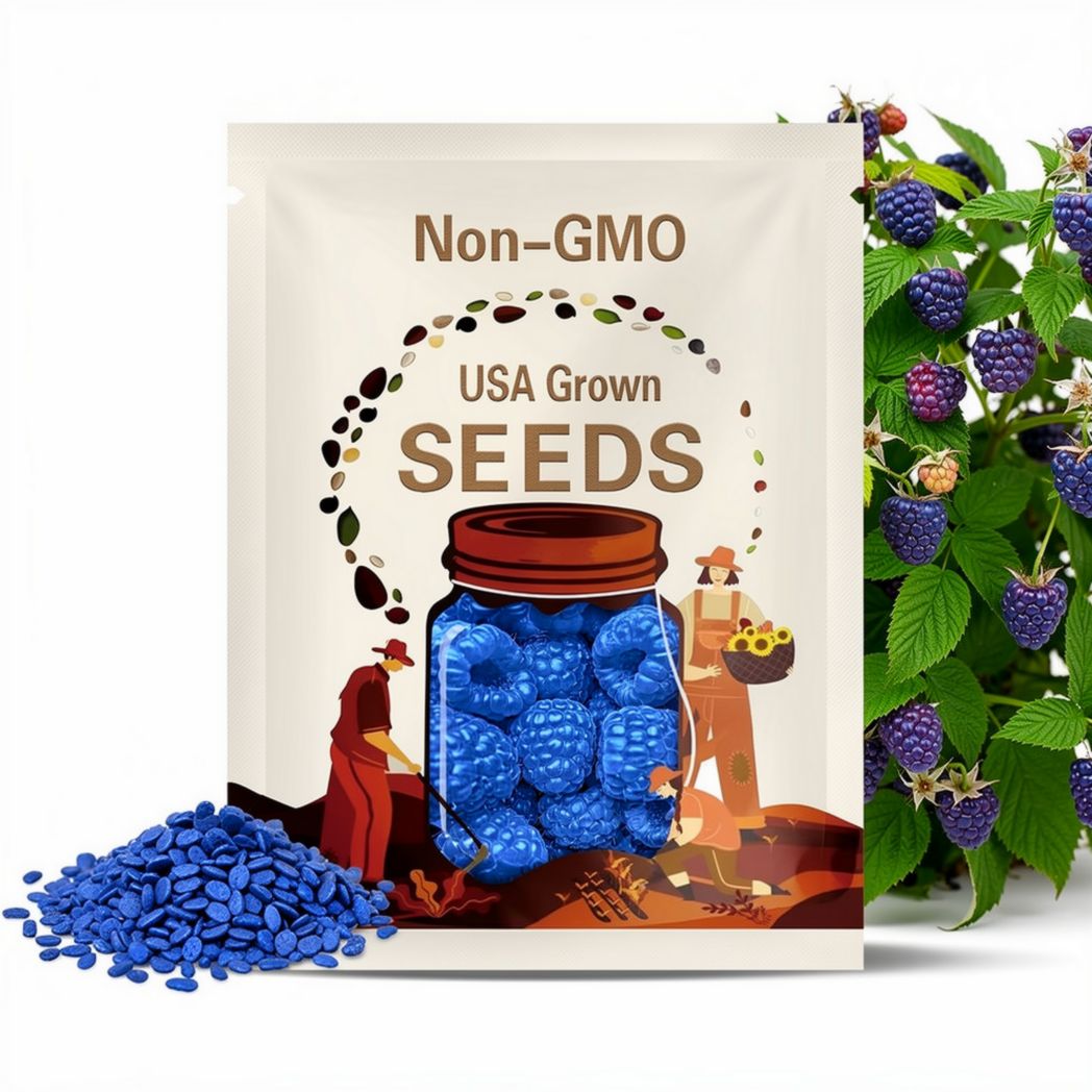 Blue Raspberry Bush Seeds: 50 Non-GMO Edible Berry Seeds for Home Gardening