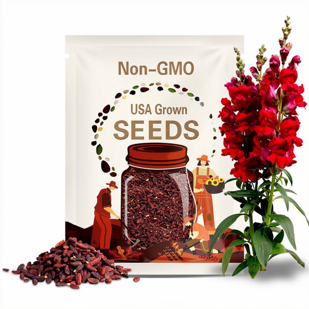 Snapdragon 'Ruby Red' Seeds – Deep Crimson Heirloom Blooms –  Friendly - Open - Pollinating - Plant in early Spring - 30 SEEDS - new4 -68
