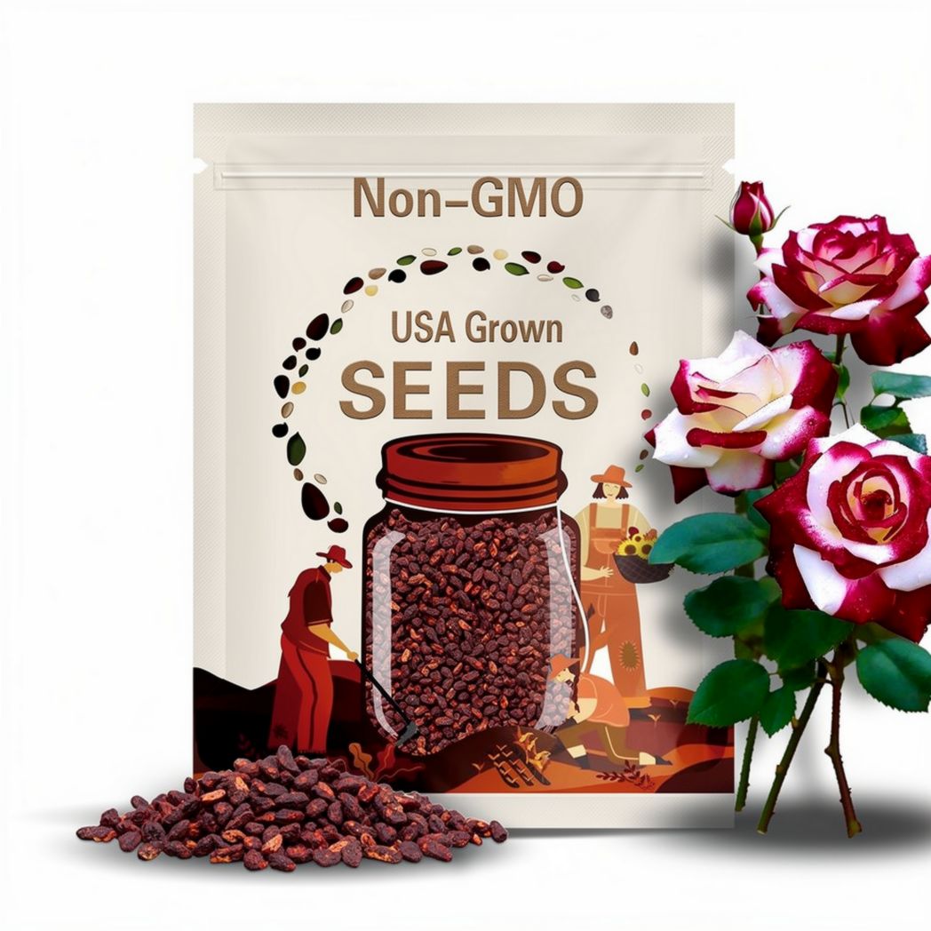 Twin Red & White Rose Seeds: 100+ Heirloom Flower Seeds