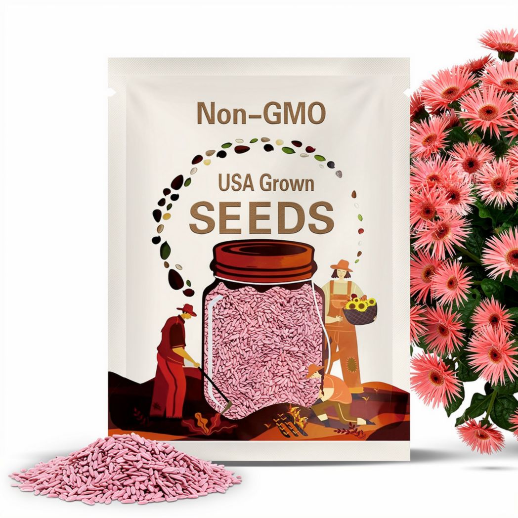 50+ Pink Gerbera Spider Daisy Seeds – Unique Spiky Petal Blooms for Garden Planting, Bold Flowers for Borders & Bouquets – USA