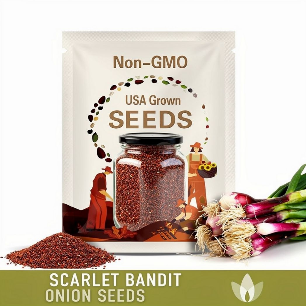 Scarlet Bandit Bunching Onion Seeds - Heirloom Seeds, White & Red Streaked Bulbs, Cool Season Onion, Red Scallion, Allium Cepa, Non-GMO